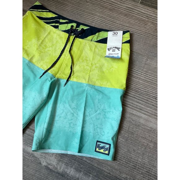 BILLABONG Recycler Fifty50 Board shorts Mens s size 30 NEW Green/Yellow - Picture 2 of 3